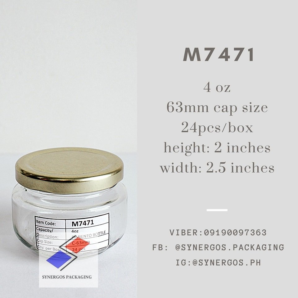 Dear Valued Customers,

This is M7471 Pimiento Bottle

📏 Height: 2 in
📐 Width: 2.5 in
📦24 pcs per box

Message us to inquire and order the M7471
Here are our contact numbers and store hours:
Mobile: 0919 009 7363
Landline: 8359 6527
Store Hours:
M