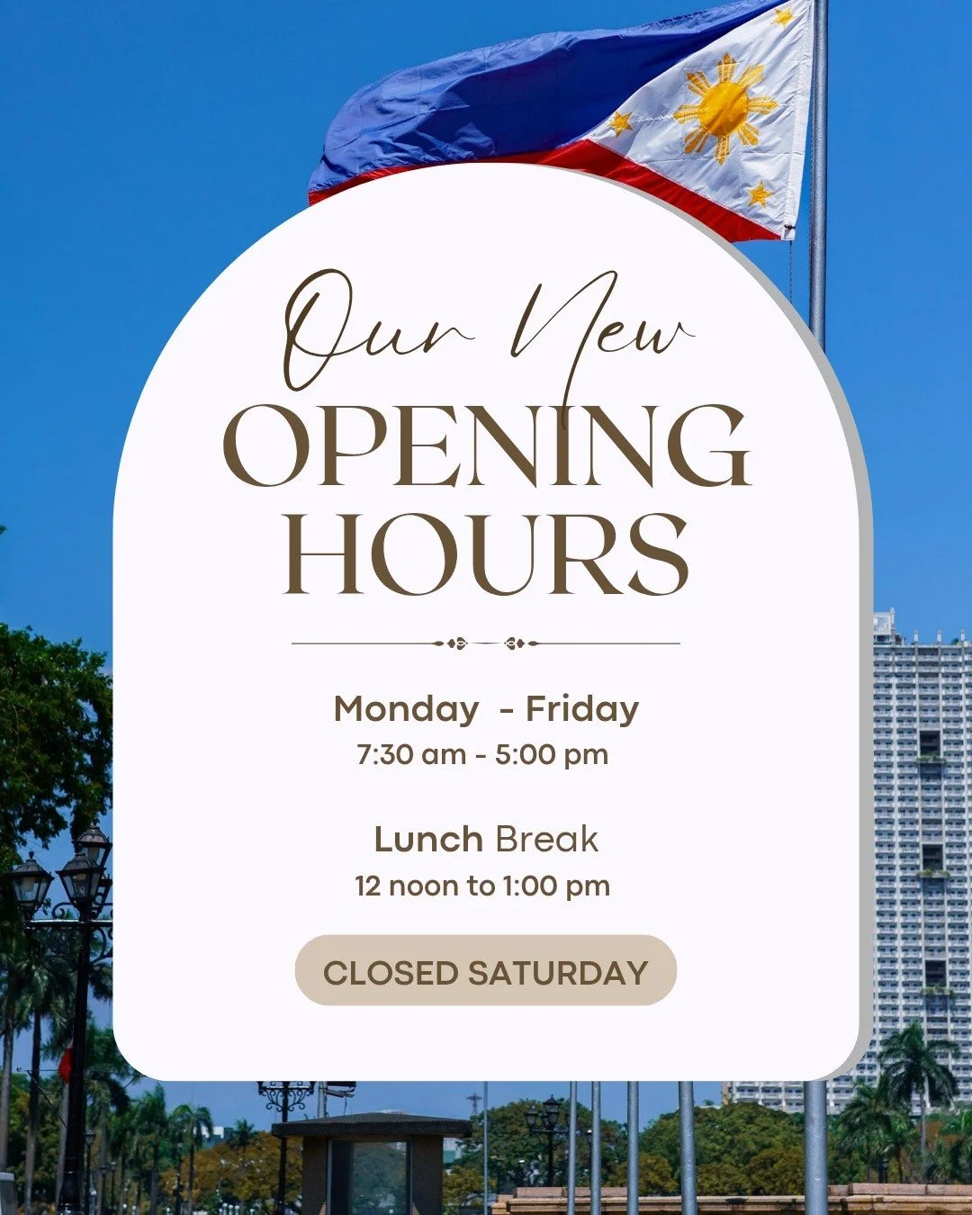 📢 OFFICE SCHEDULE UPDATE

Dear Valued Customers,

In support of the government's energy conservation initiatives, Synergos PASIG will implement a five-day workweek effective June 15, 2026.

🕢 Office Hours
Monday to Friday
7:30 AM &ndash; 5:00 PM
🍽