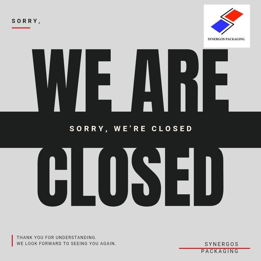 Dear Valued Customers, 

📢 SYNERGOS PACKAGING HOLIDAY SCHEDULE

Please be guided by Synergos Packaging&rsquo;s operating schedule on the following dates:

🔴 CLOSED

📅 August 21 &ndash; Special Holiday
&bull; Pasig City  branch
&bull; San Carlos, P