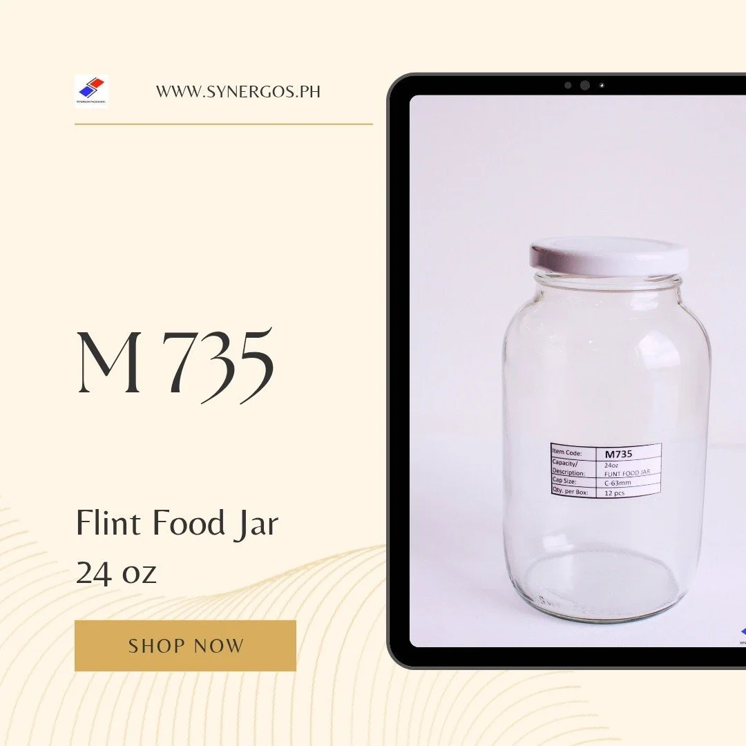 Dear Valued Customers,

This is M735 Flint Food Jar!

📏 Height: 6.2 in
📐 Width: 3 in
📦 12 pcs per box

Message us to inquire and order the M735
Here are our contact numbers and store hours:
Mobile: 09190097363, 09993334303 
Landline: 8359 6527
Pas