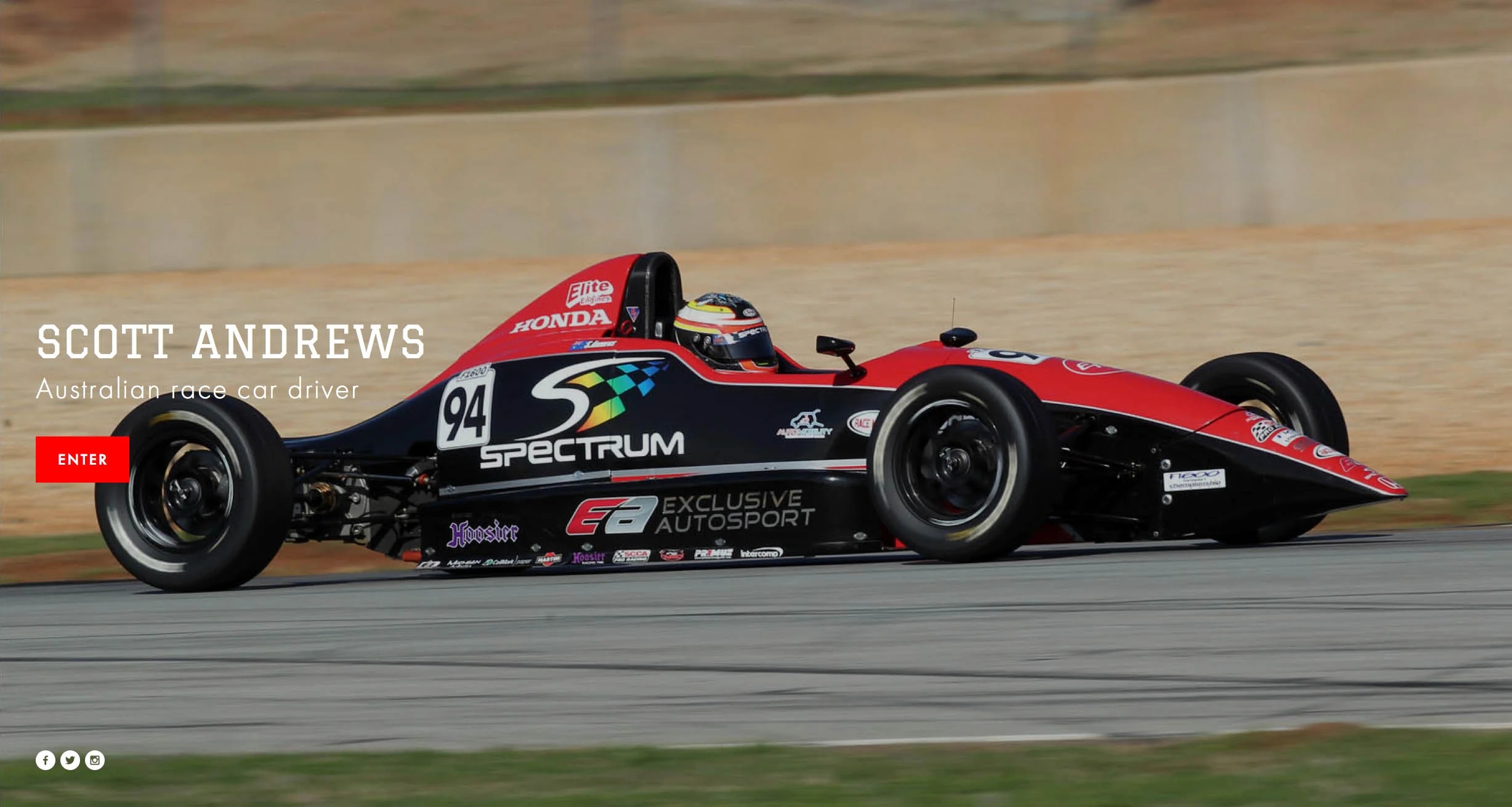 website of US 1600 and Daytona 24 HR CHAMPION, SCOTT ANDREWS designed and installed by PLM