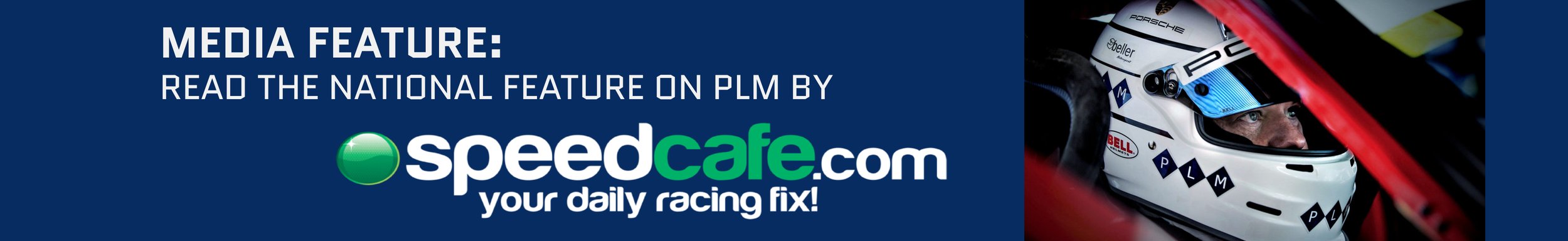 Advertisement banner for speedcafe.com with a racing helmeted driver and car in the background.