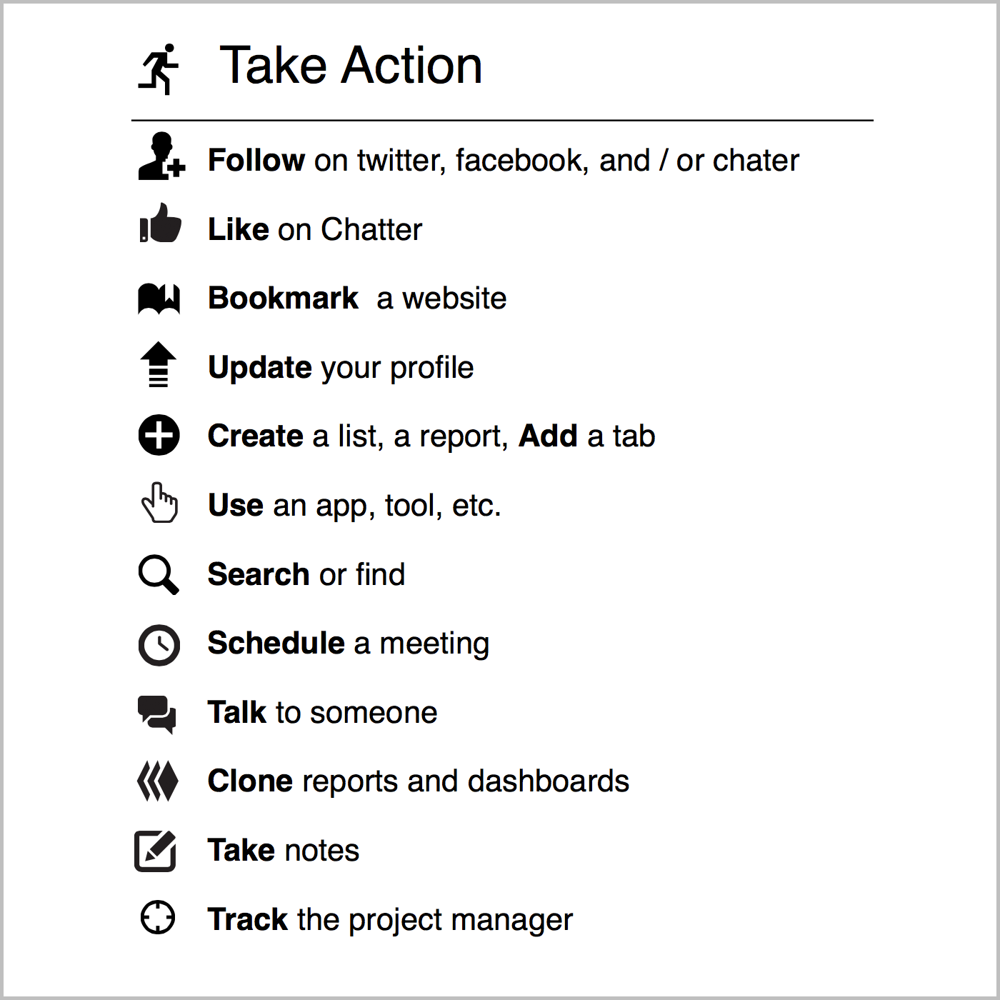 Taxonomy of Actions Students Can Take in a Learning path