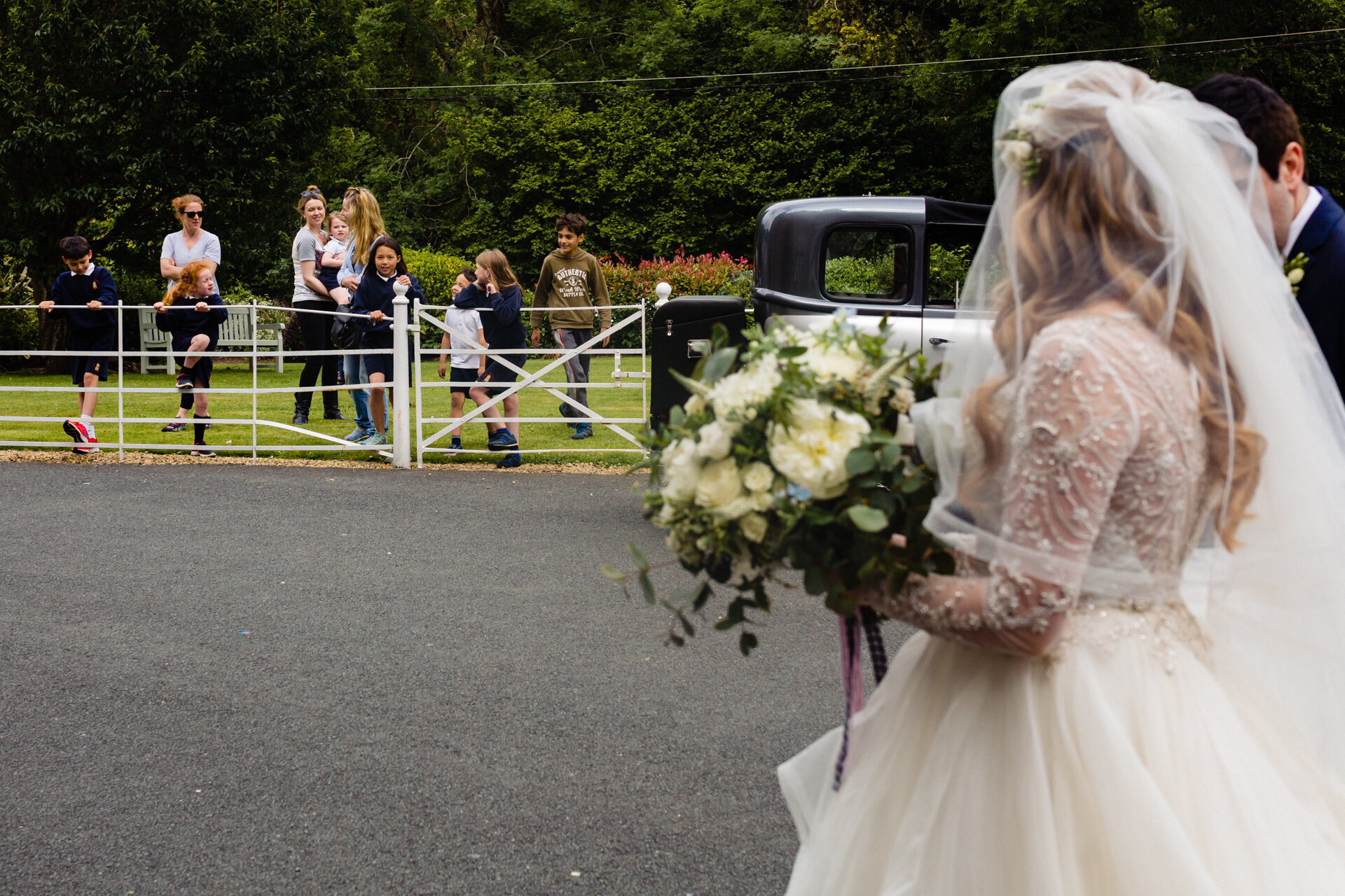 bride arriving at church in Enniskerry