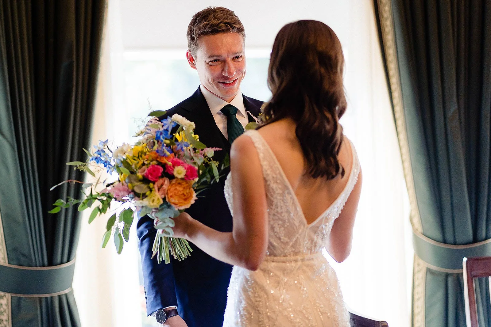 2. Shelbourne Hotel Dublin wedding photographer first look Aoife & Oisin-6.jpg