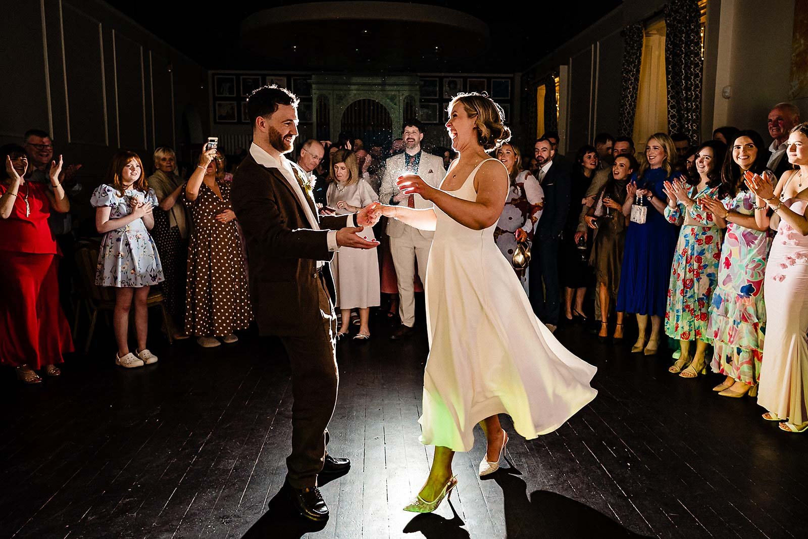 wedding couple dancing together