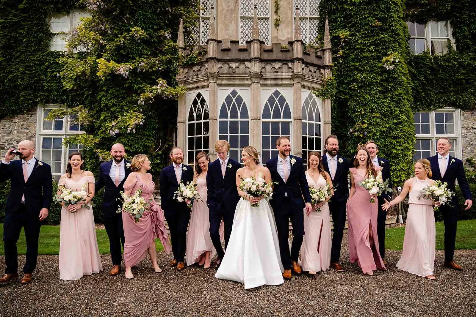 full bridal party wedding photograph in Luttrelstown castle dublin