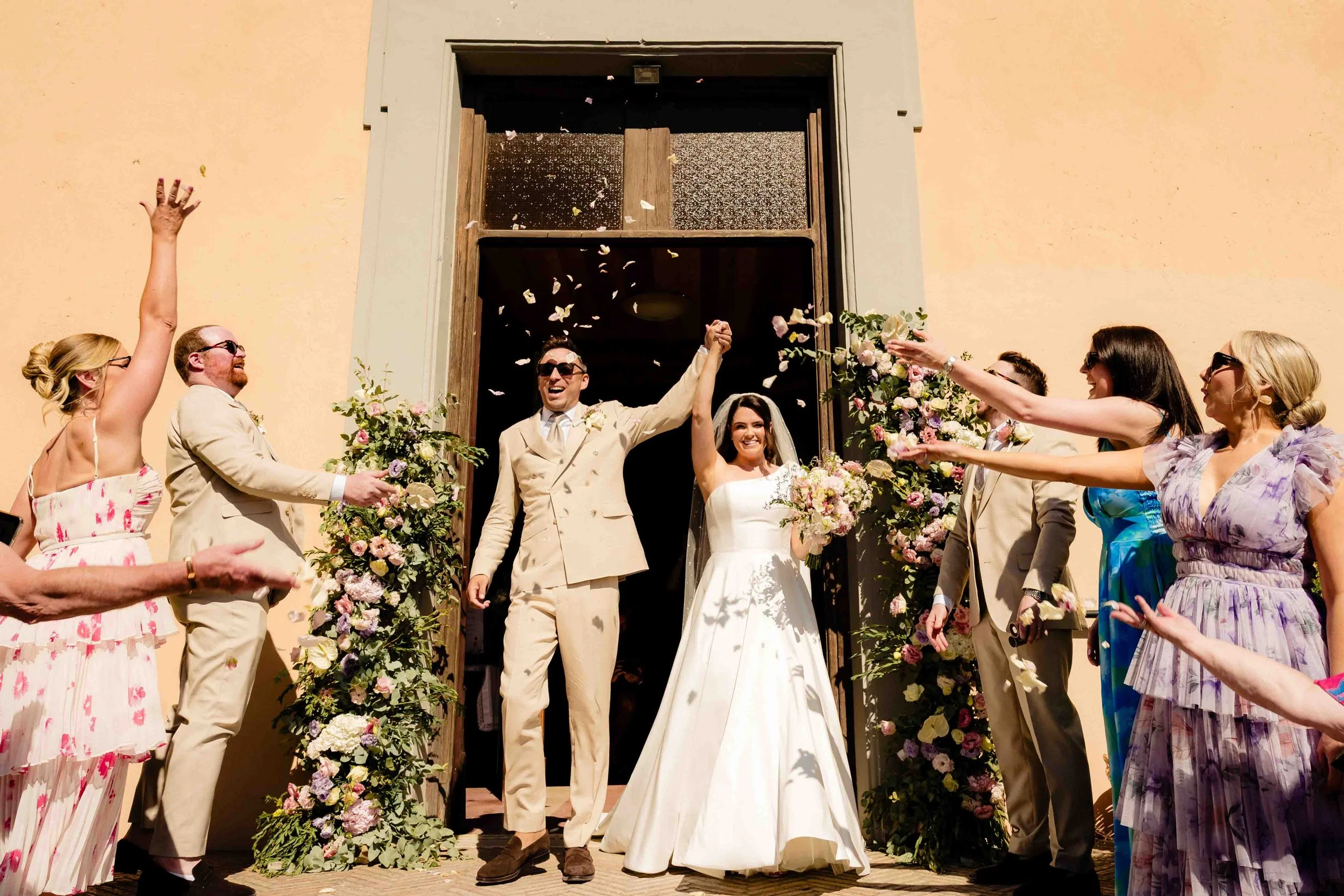 niamh and Dave xiting the church in the borgo di trgilata