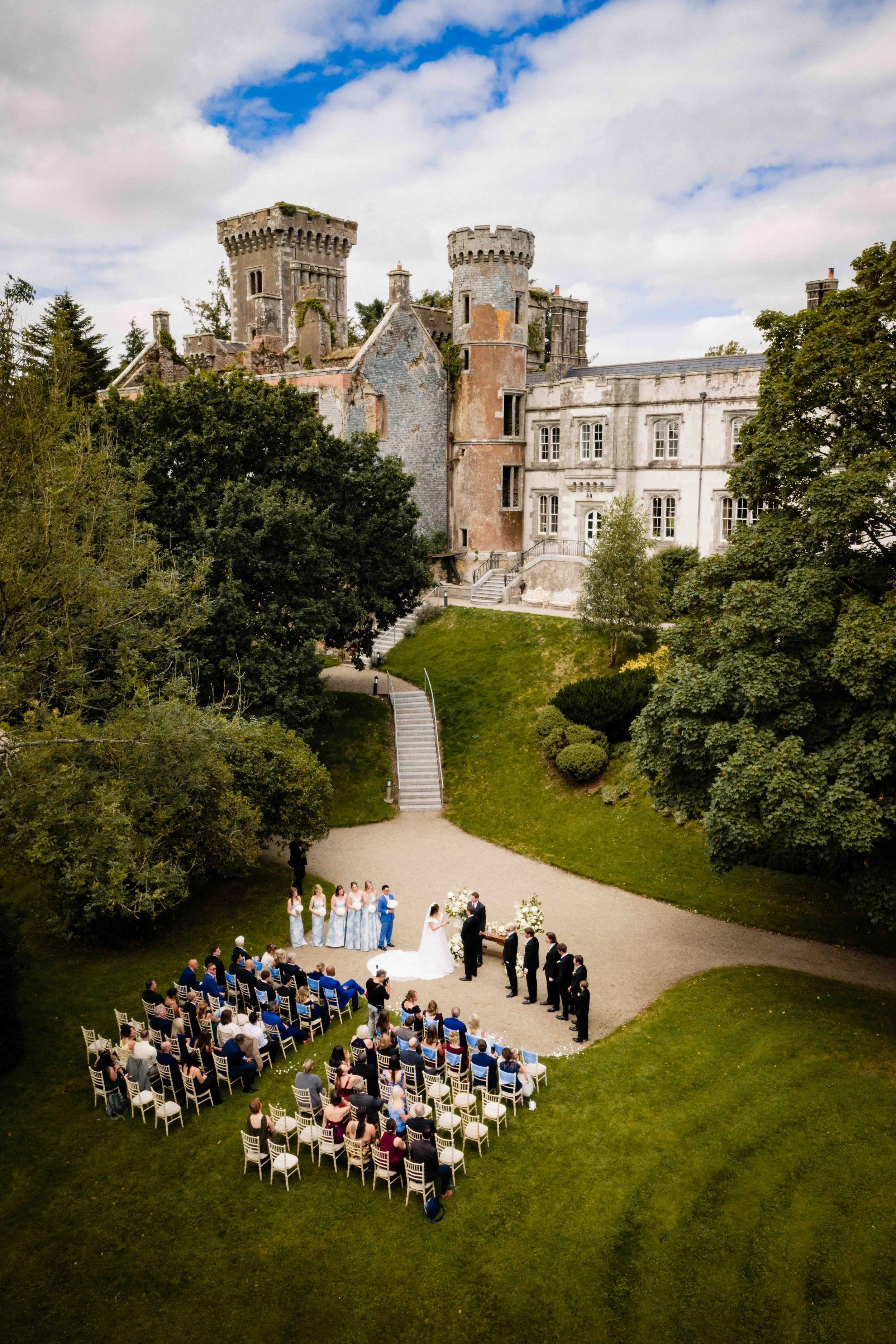 Outdoor Ceremony Drone photograph in wilton castle in wexford
