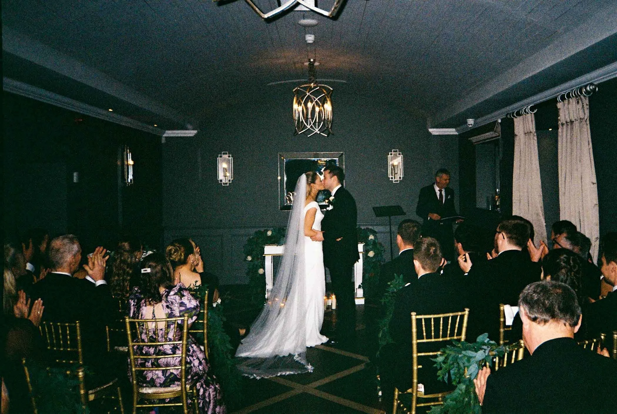 film photo of first kiss in ceremony in kilkea castle