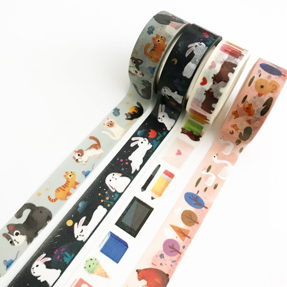 Washi Tape, Black Cat Washi Tape, Halloween Cat Washi Tape, Full Roll -  CWWTS-9
