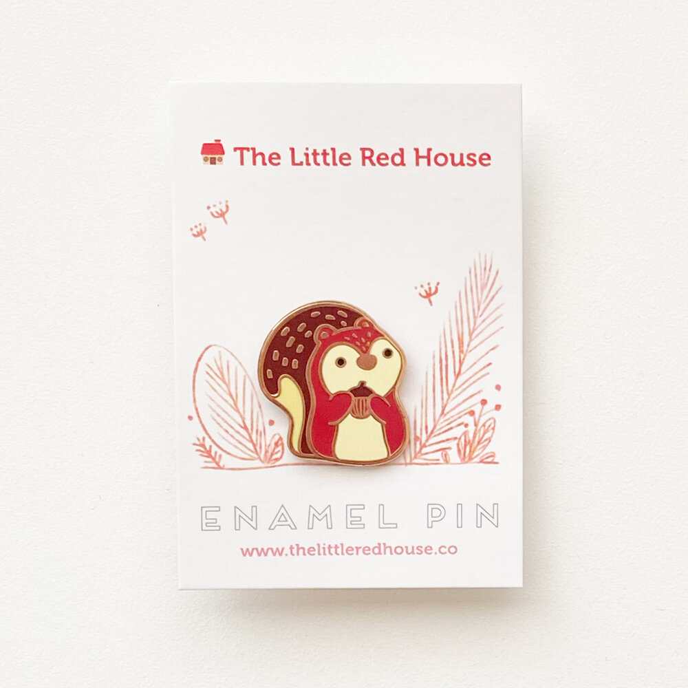 Squirrel Rose Gold Plating Enamel Pin Set — The Little Red House