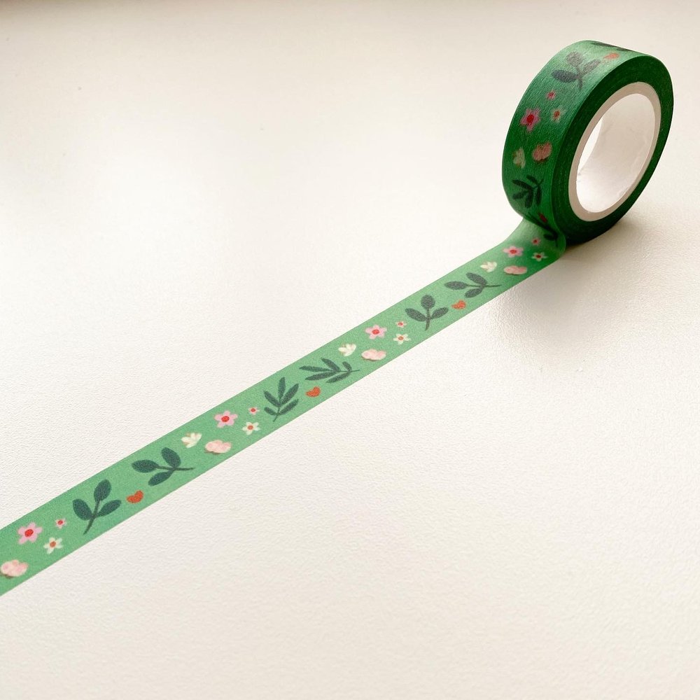 1.5cm Green Floral Washi Tape — The Little Red House