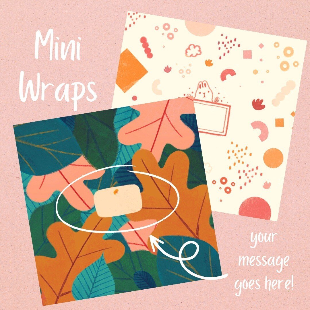 🍂 If you haven't seen our mini-wraps yet, you SHOULD!!! They are little 6&quot; square sheets created just for small gifts and trinkets. Like Halloween treats and stocking stuffers!! They have a little space to write your greetings or recipient's na