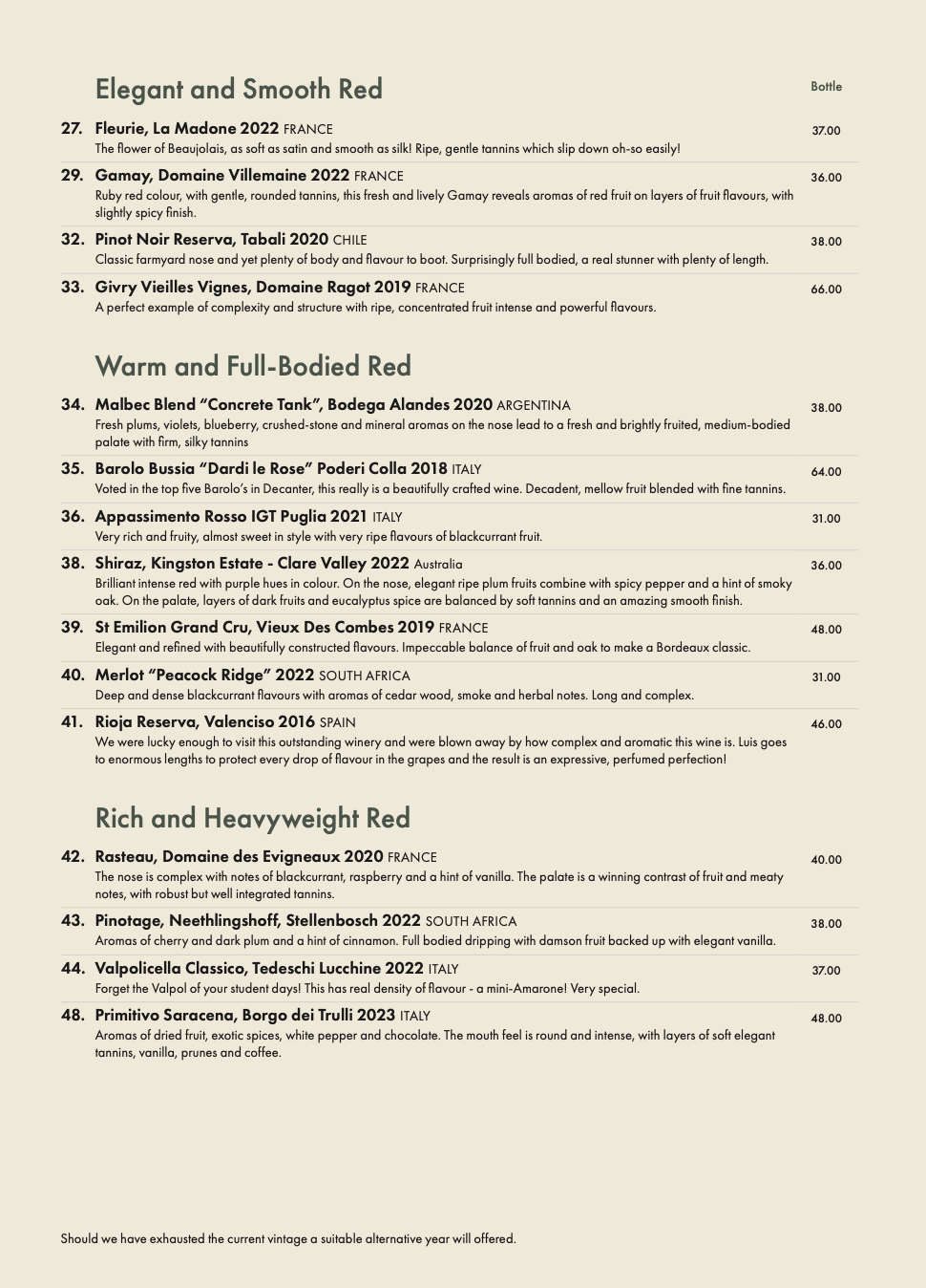 Image of Wine List at the Fox & Goose