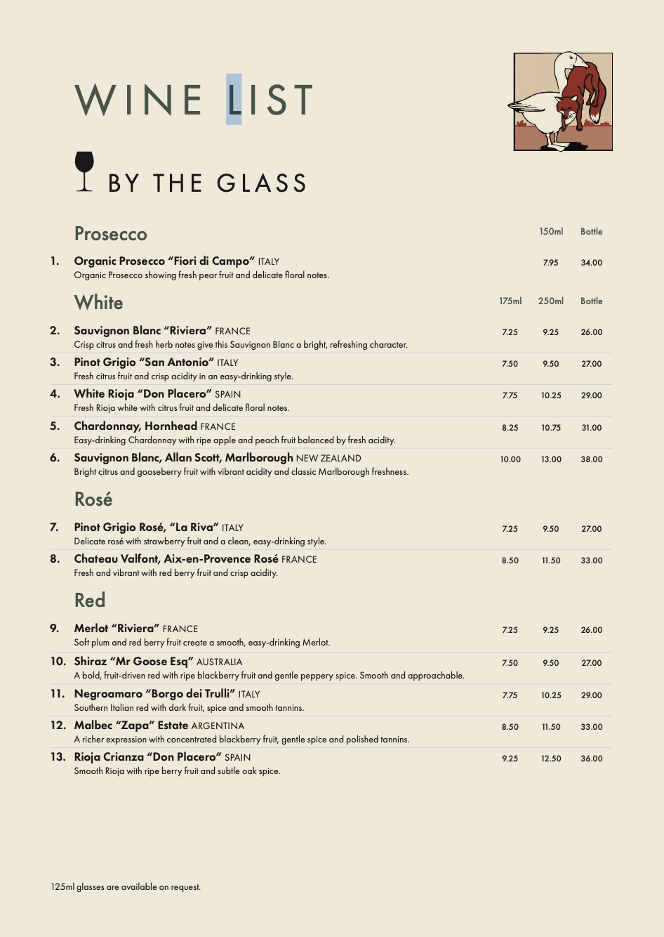Fox & Goose Wine List Sept 26 page 1