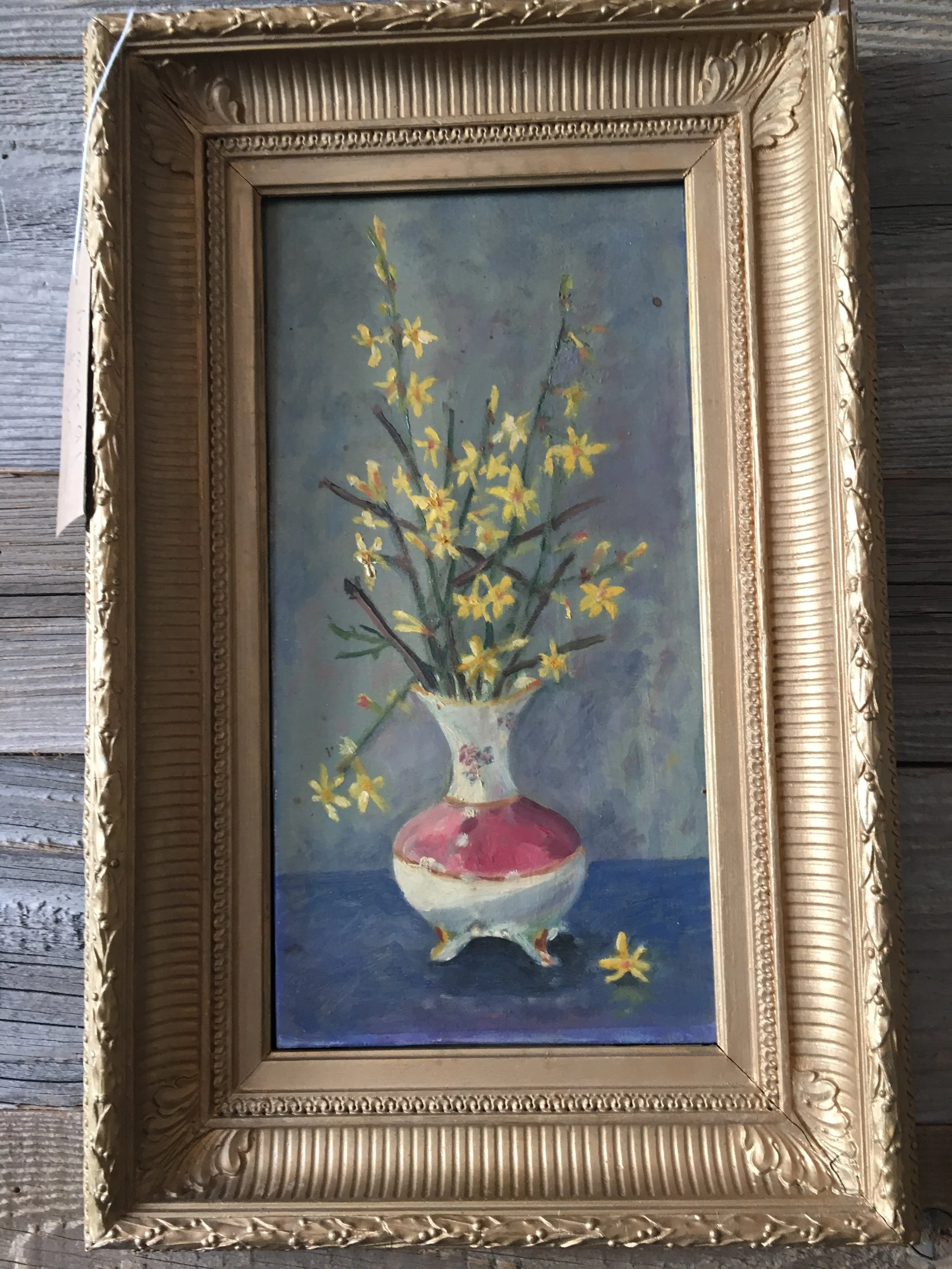 Vintage oil Flowers on Canvas