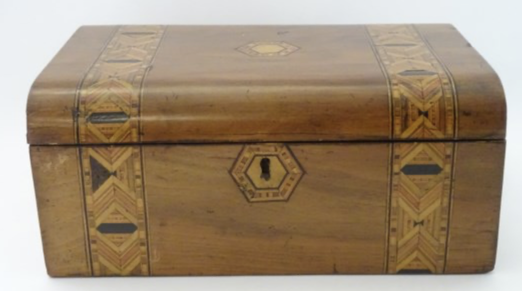 A 19thC Tunbridgeware work box - wood NOT plastic