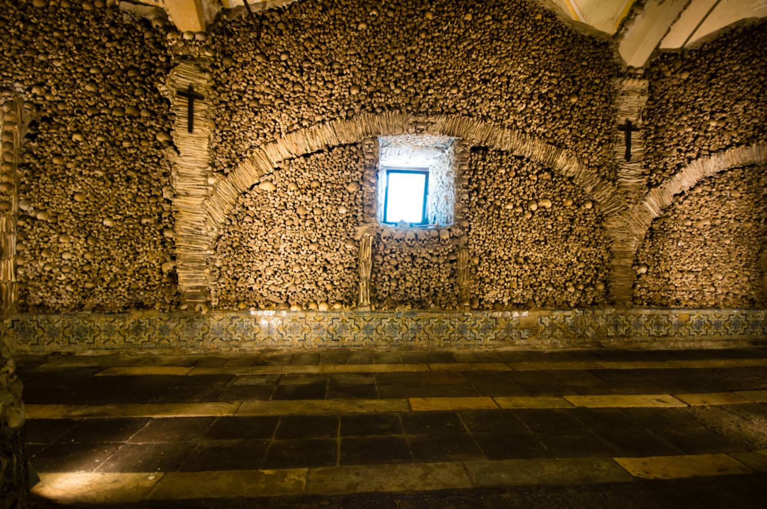 The Temple of the Bones in the Church of St Francis in Evora, Portugal.