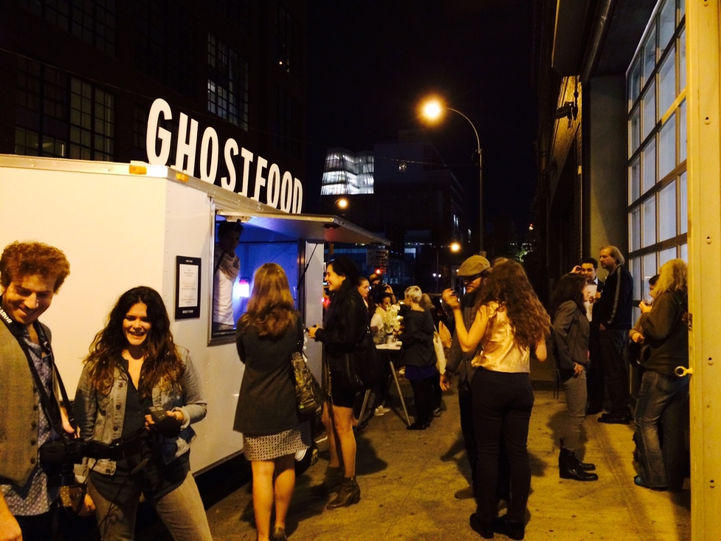 So this is where they eat! Actually GhostFood is this avant art thing where the public gets the 'taste' endangered food through scent and mimic texture or better said it's a " simulated taste experiences of foods threatened with extinction due to the effects of climate change." Plus it has the name Ghost in it. 
