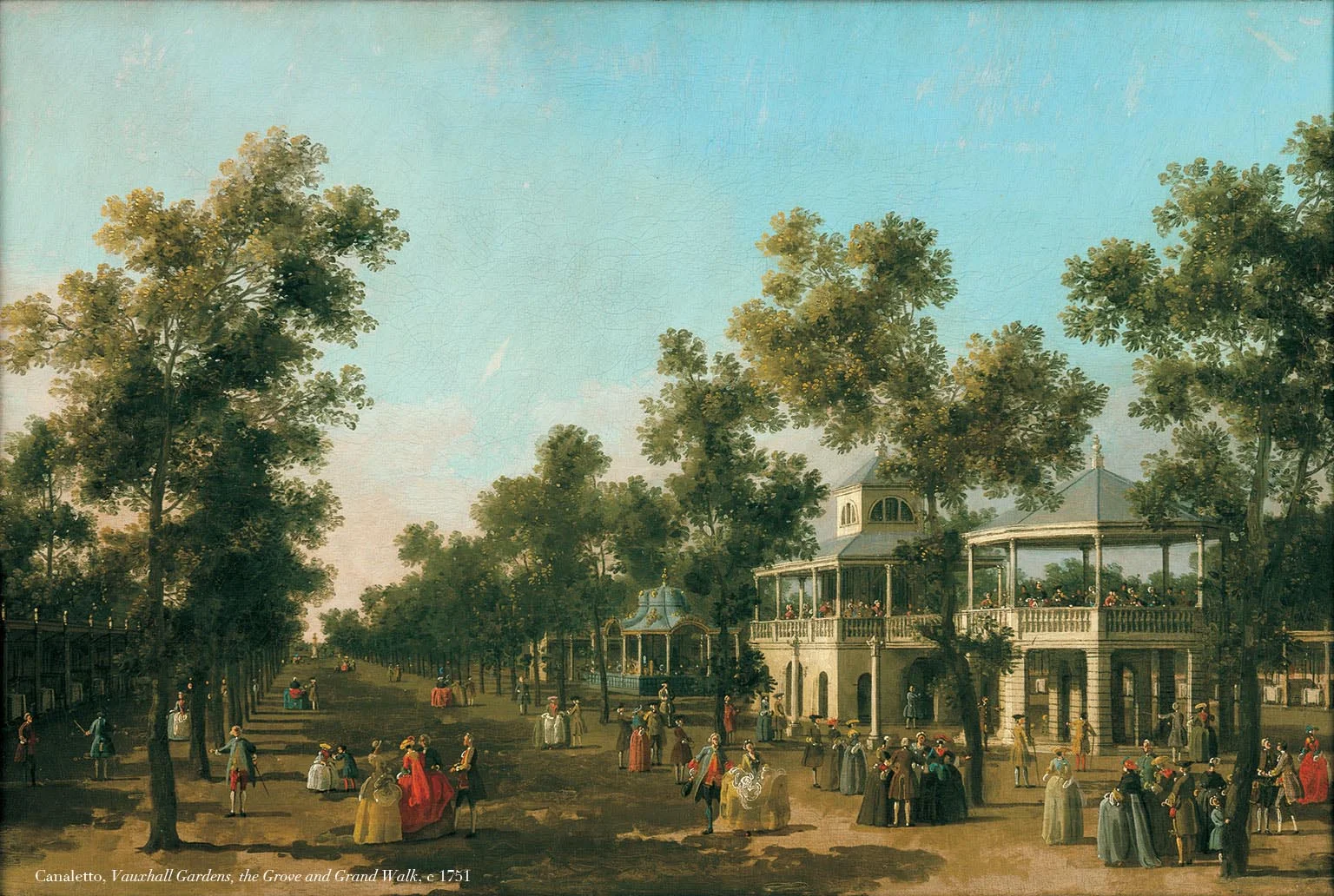 Canaletto, Vauxhall Gardens, The Grove and Grand Walk, oil on canvas, c. 1751