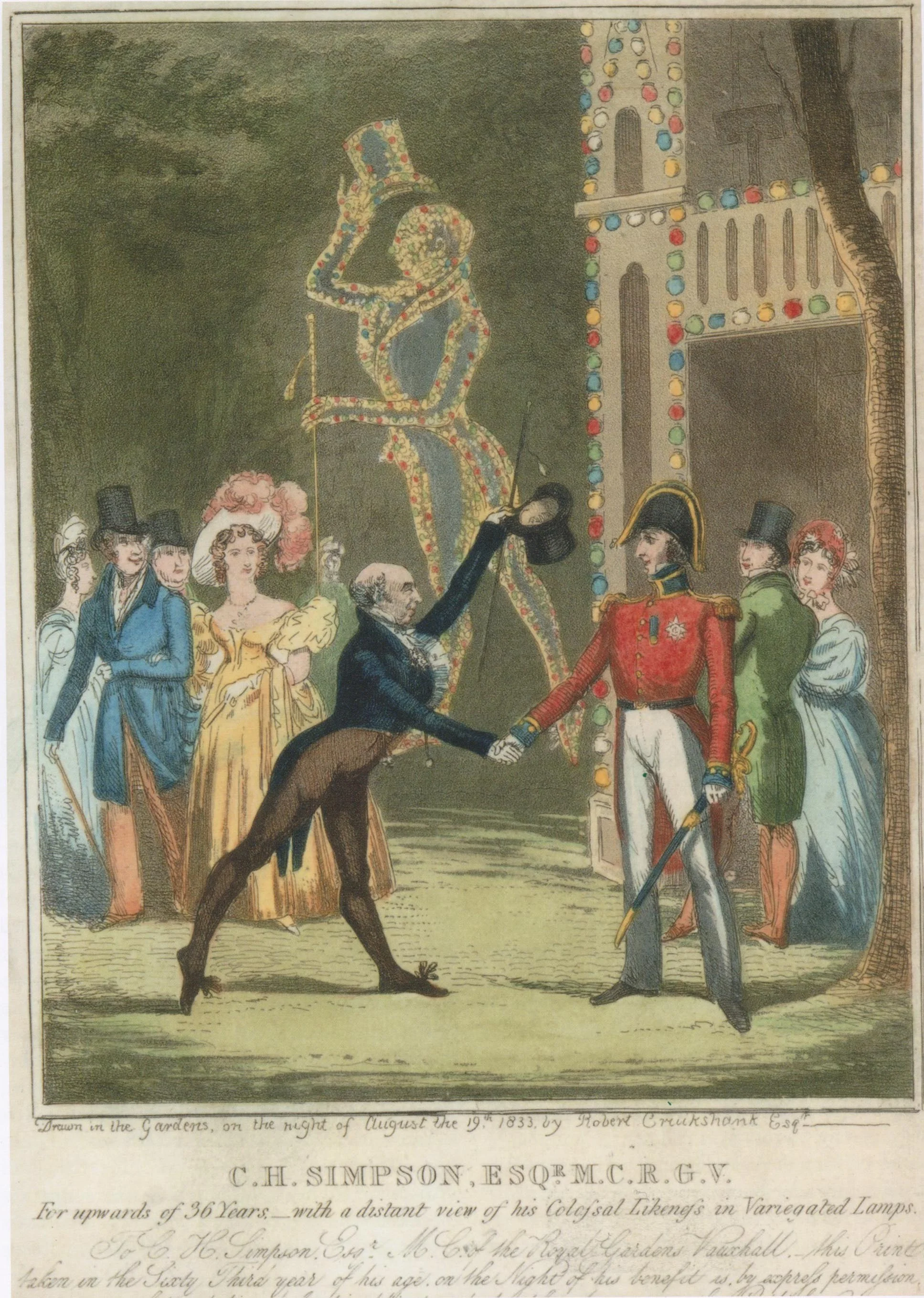 Robert Cruikshank, C.H. Simpson Esq. M.C.R.G.V., engraving, 1833
