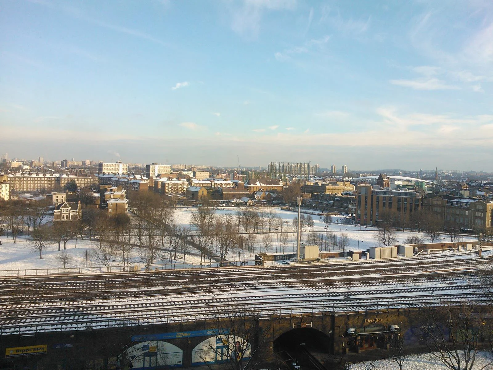 The Gardens in snow from a tall building ( photo Diane Lawly)