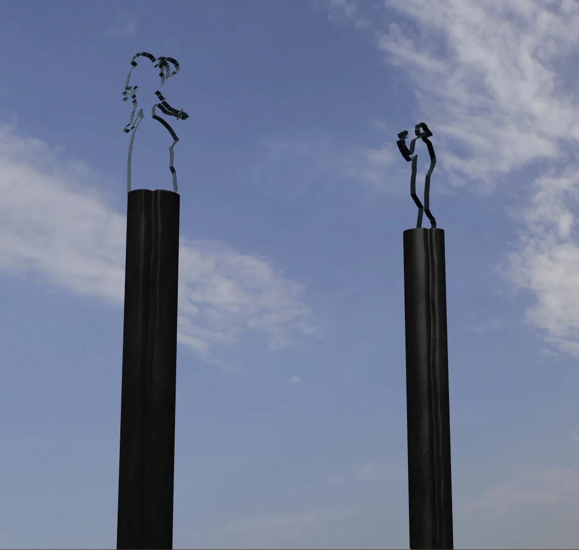 Phase 4. Artwork on top of the columns at the entrance