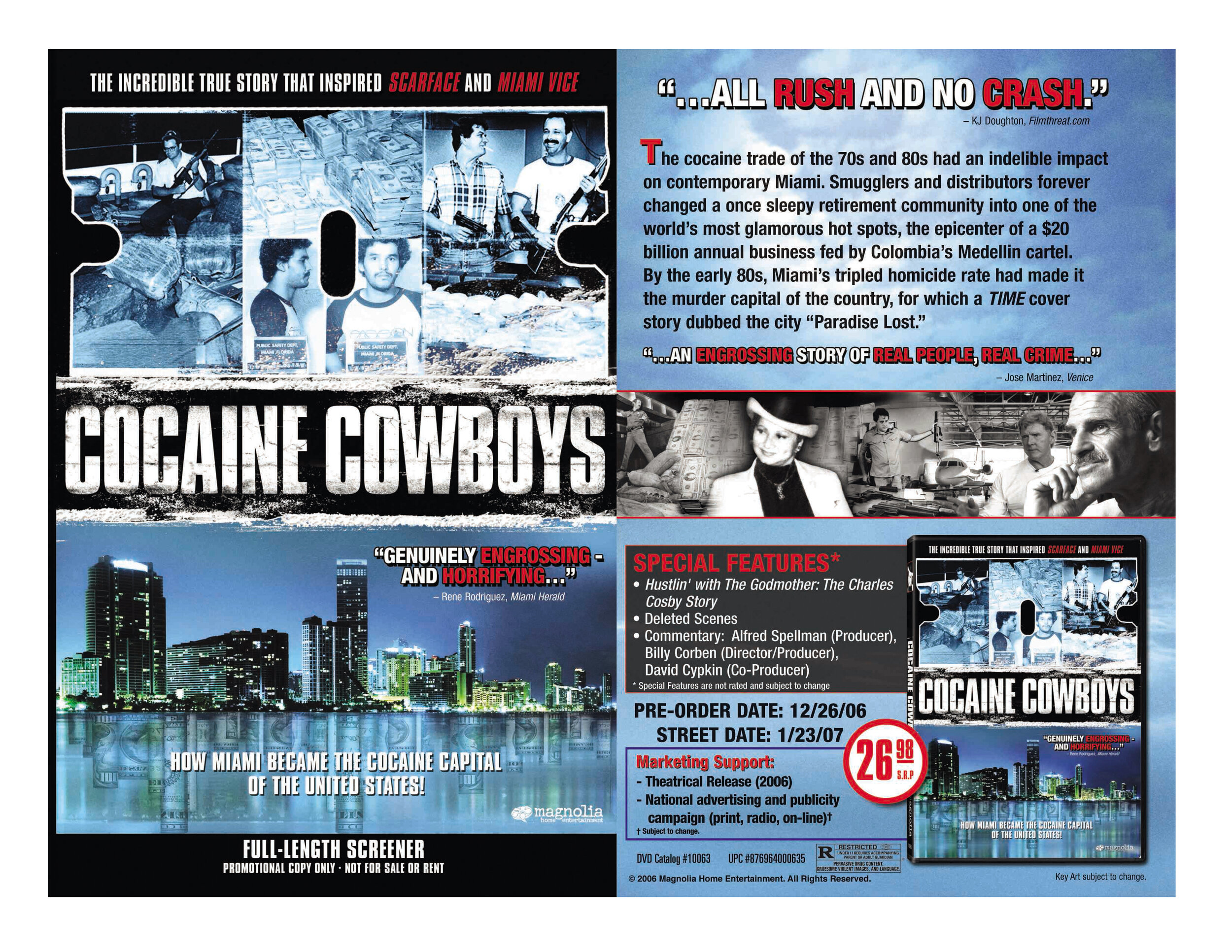 Cocaine Cowboys sales sheet