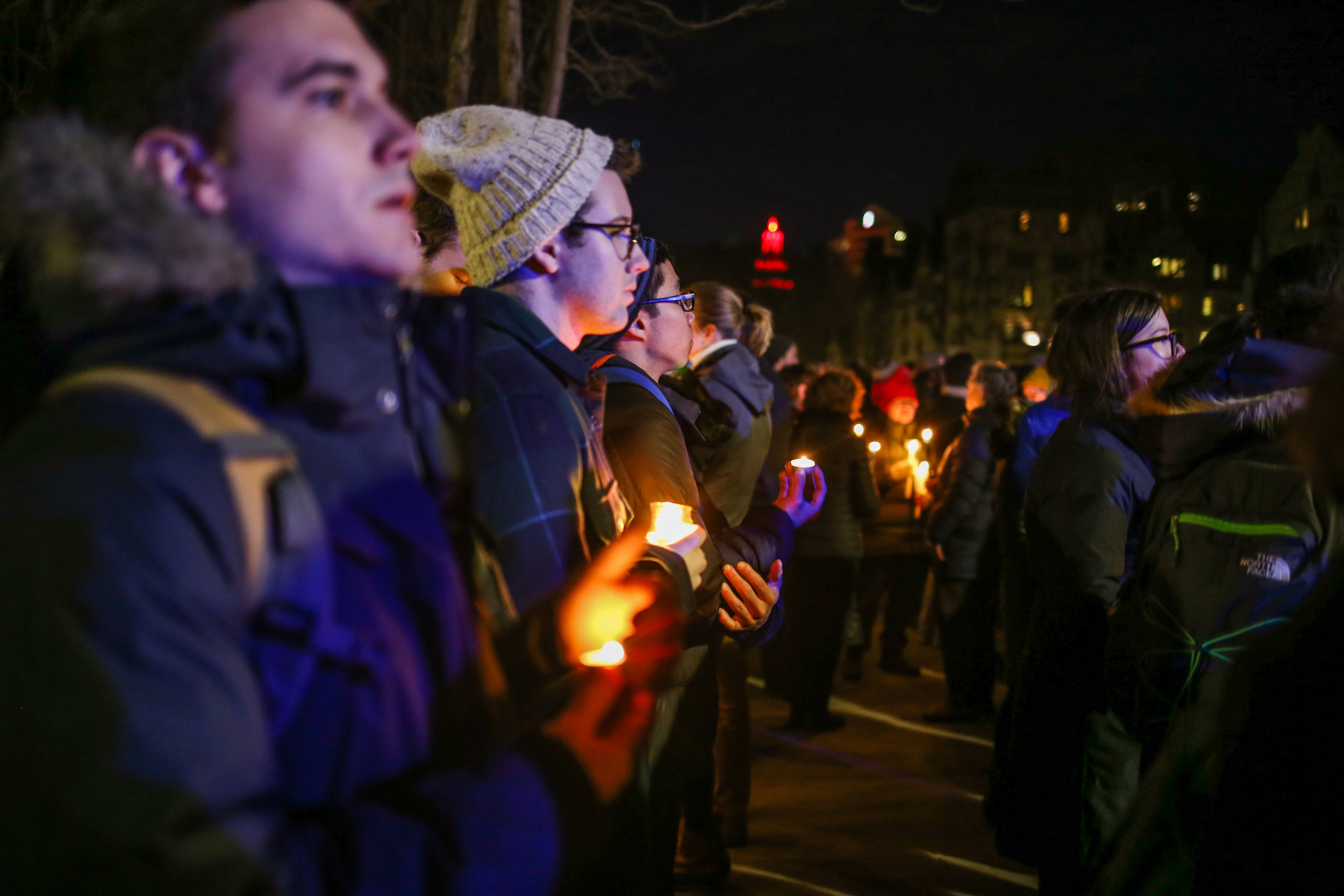 New Haven, Connecticut - January 29th, 2017: Vigil held for immigrants and refugees at Yale University
