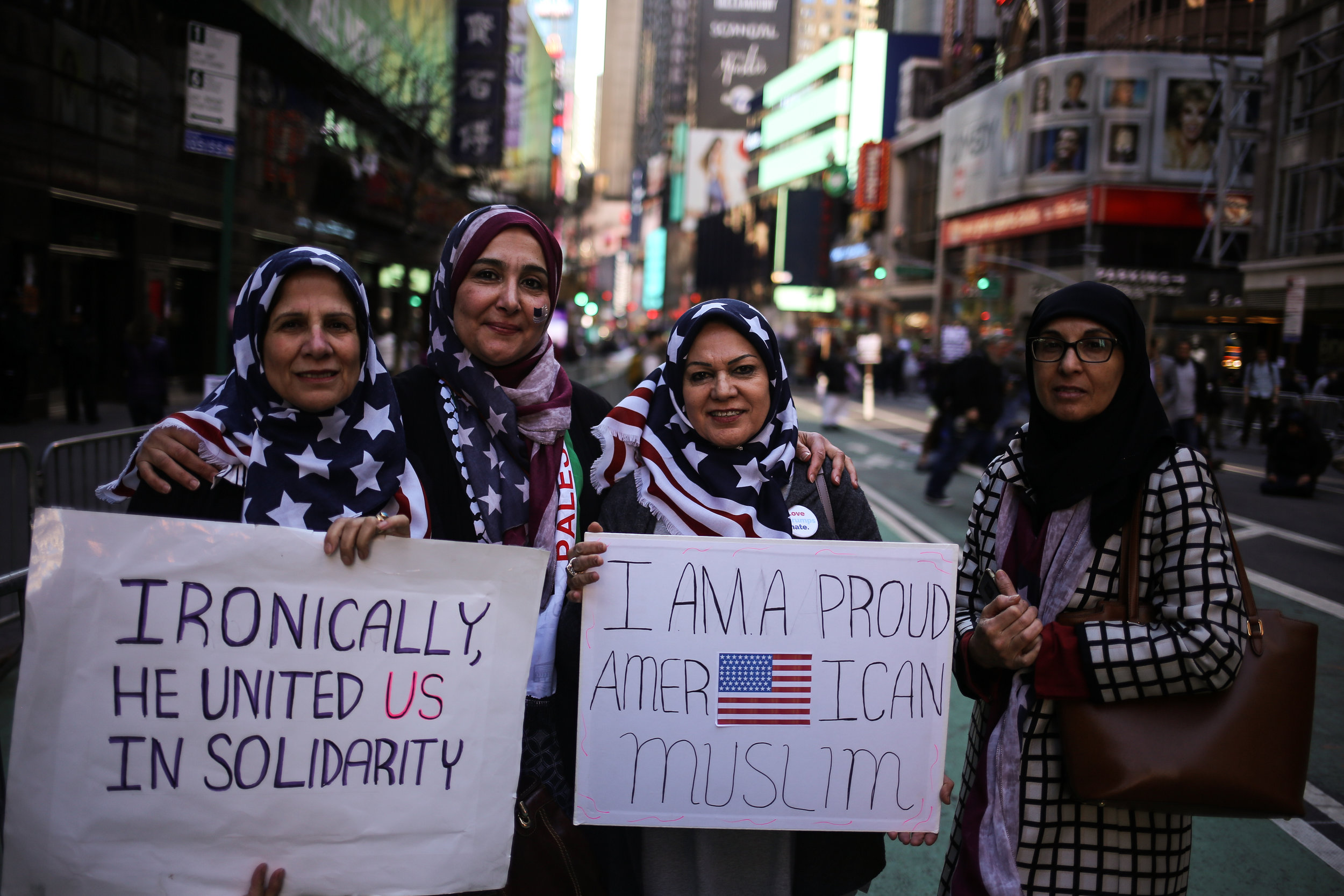  Lovely Muslim ladies show their support at the I Am A Muslim Too rally in Times Square // &nbsp;February 19th, 2017 // New York City. 