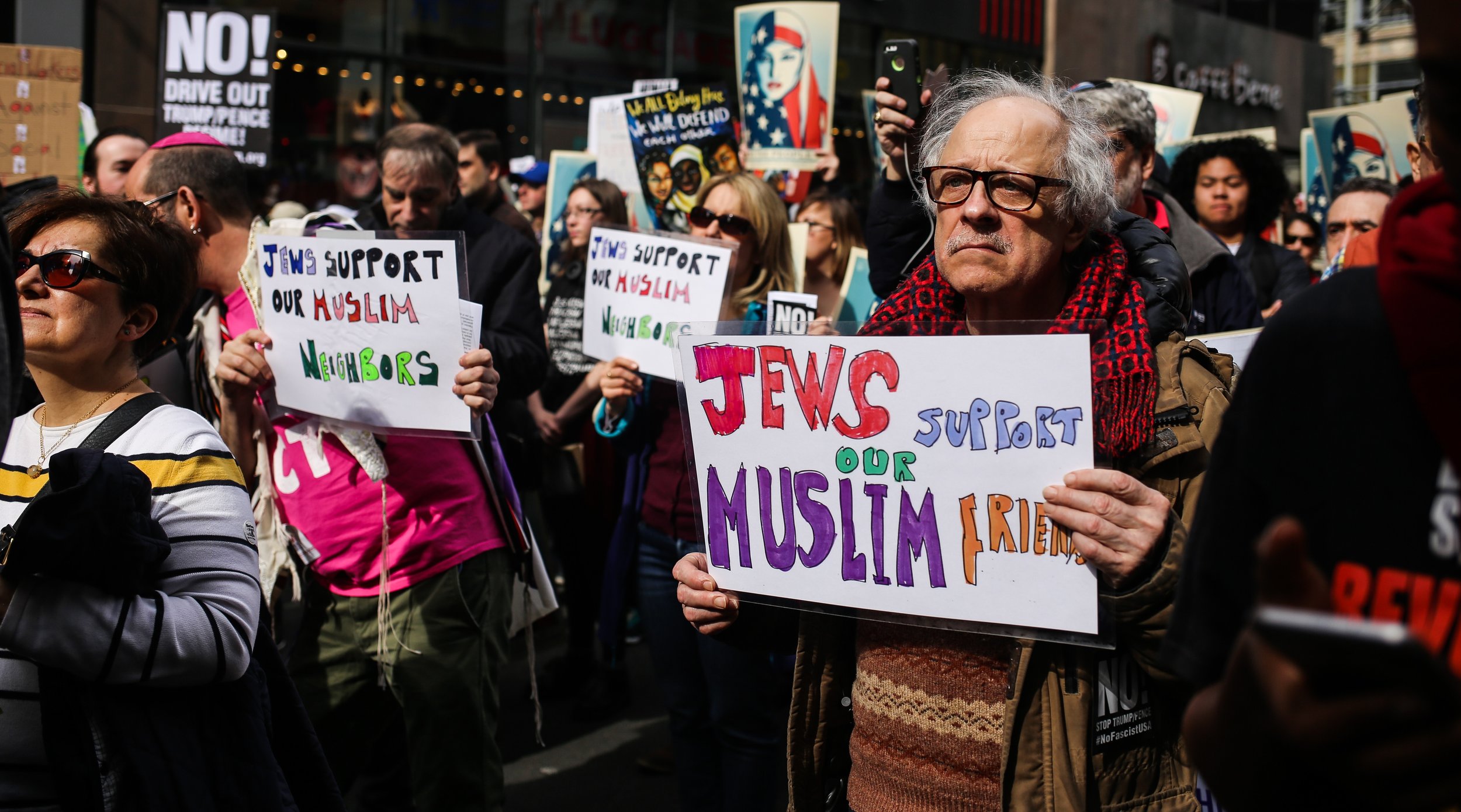  A group of Jewish men show support for the Muslim community at the I Am A Muslim Too rally // February 19th, 2017 // New York City. 
