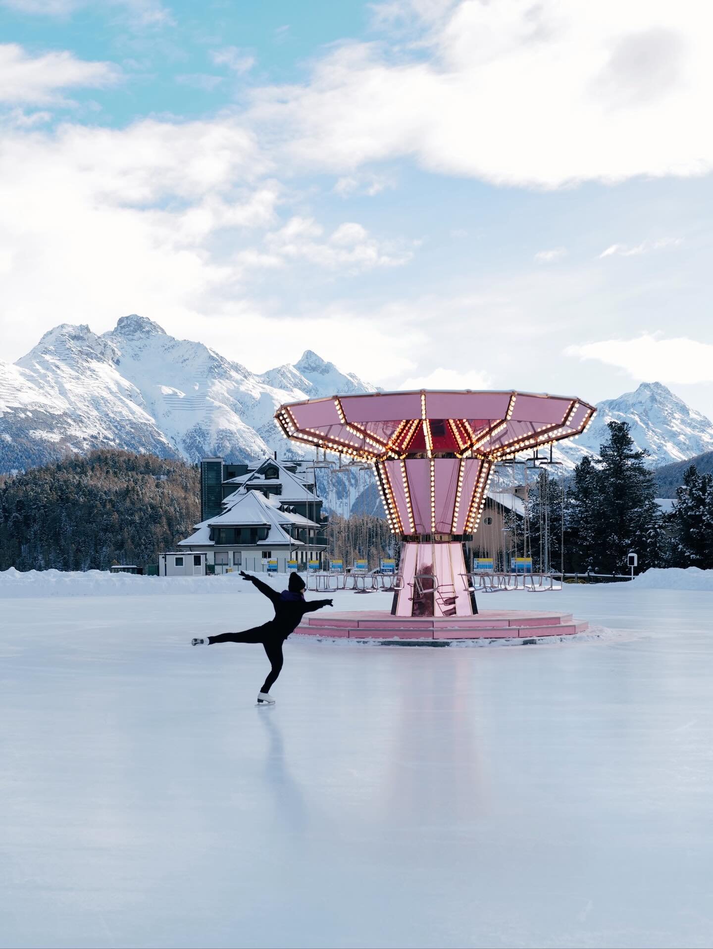 Taking the edge off by finding it again
..on frozen h2o, the only type of legitimate ice.

🎠 @carsten.holler 
📍@kulmhotel @kulmcountryclub | St. Moritz, Switzerland 🇨🇭

#stmoritz #visitswitzerland #figureskating #kulmhotel #iceout