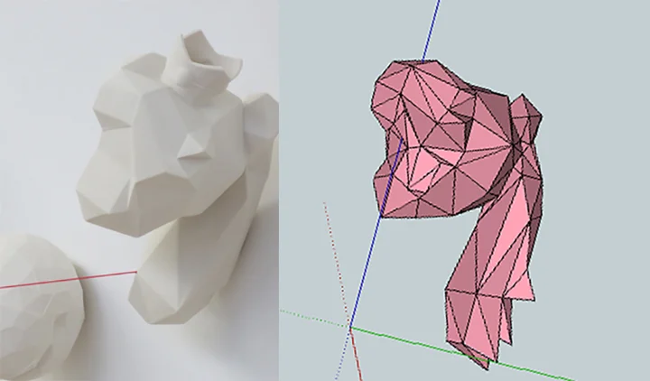 The crown of her head is 3D printed and attached to the cast.