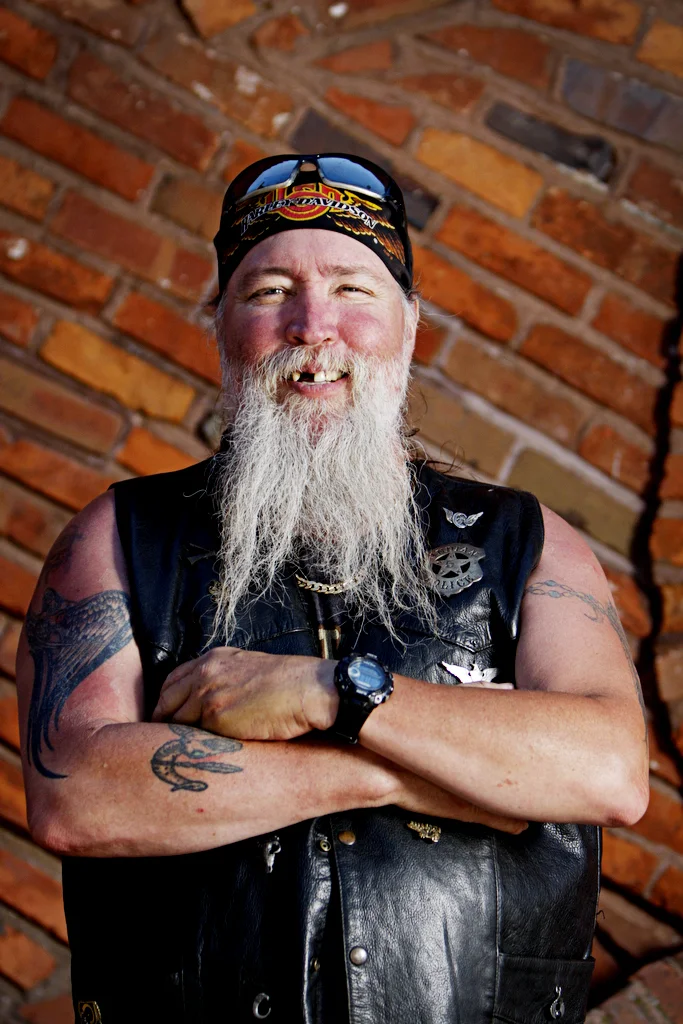  Ron Miller, of Ashland, Ohio, poses for a photograph in Sandusky during Ohio Bike Week June 5, 2014. 