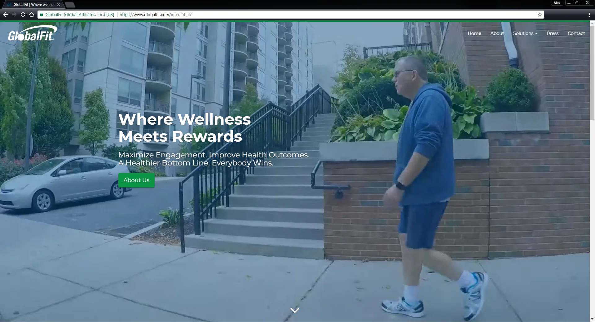  During my time at GlobalFit, the largest project I undertook was a complete redesign of the company's interstitial homepage. 