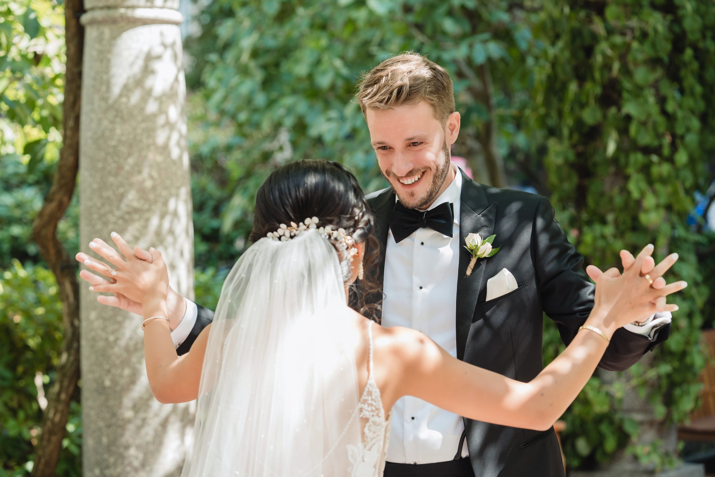 first look between bride and groom at post office sqaure