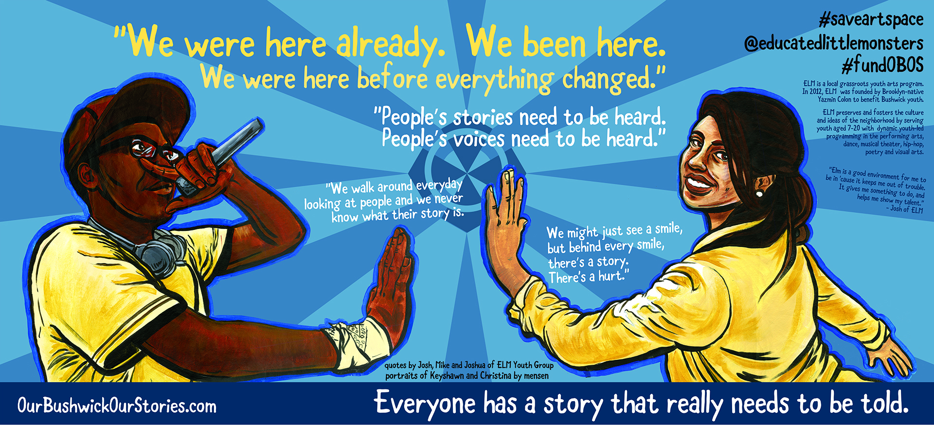 OBOS: Mensen + Educated Little Monsters Youth Group with Christina, Keyshawn, Josh, Joel, Joshua + Mike, Everyone Has A Story 