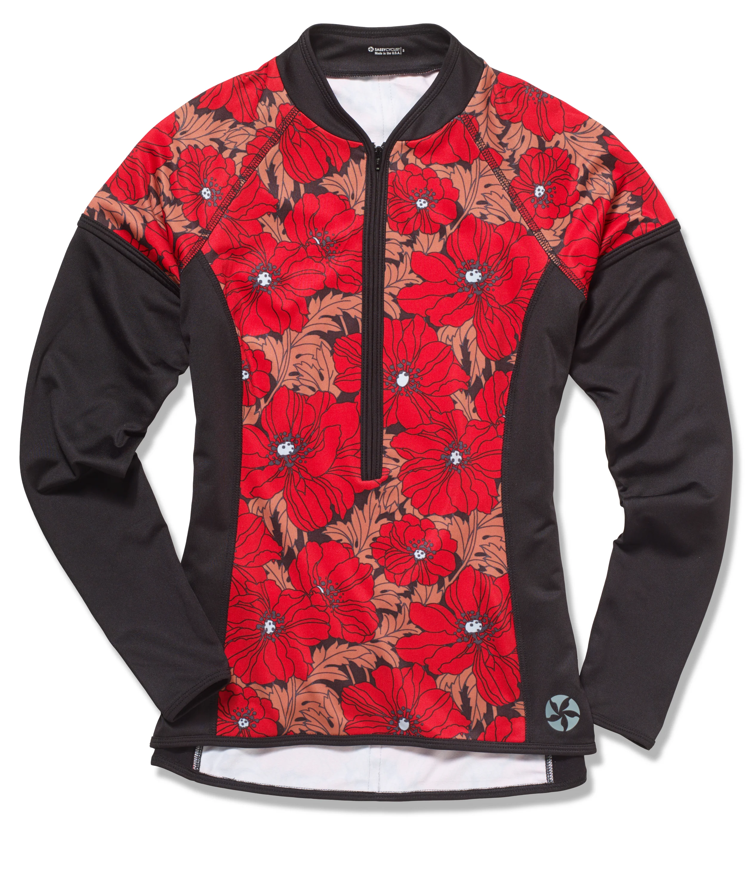 Queen of the Road Long Sleeve Women's Cycling Jersey with black lower sleeves
