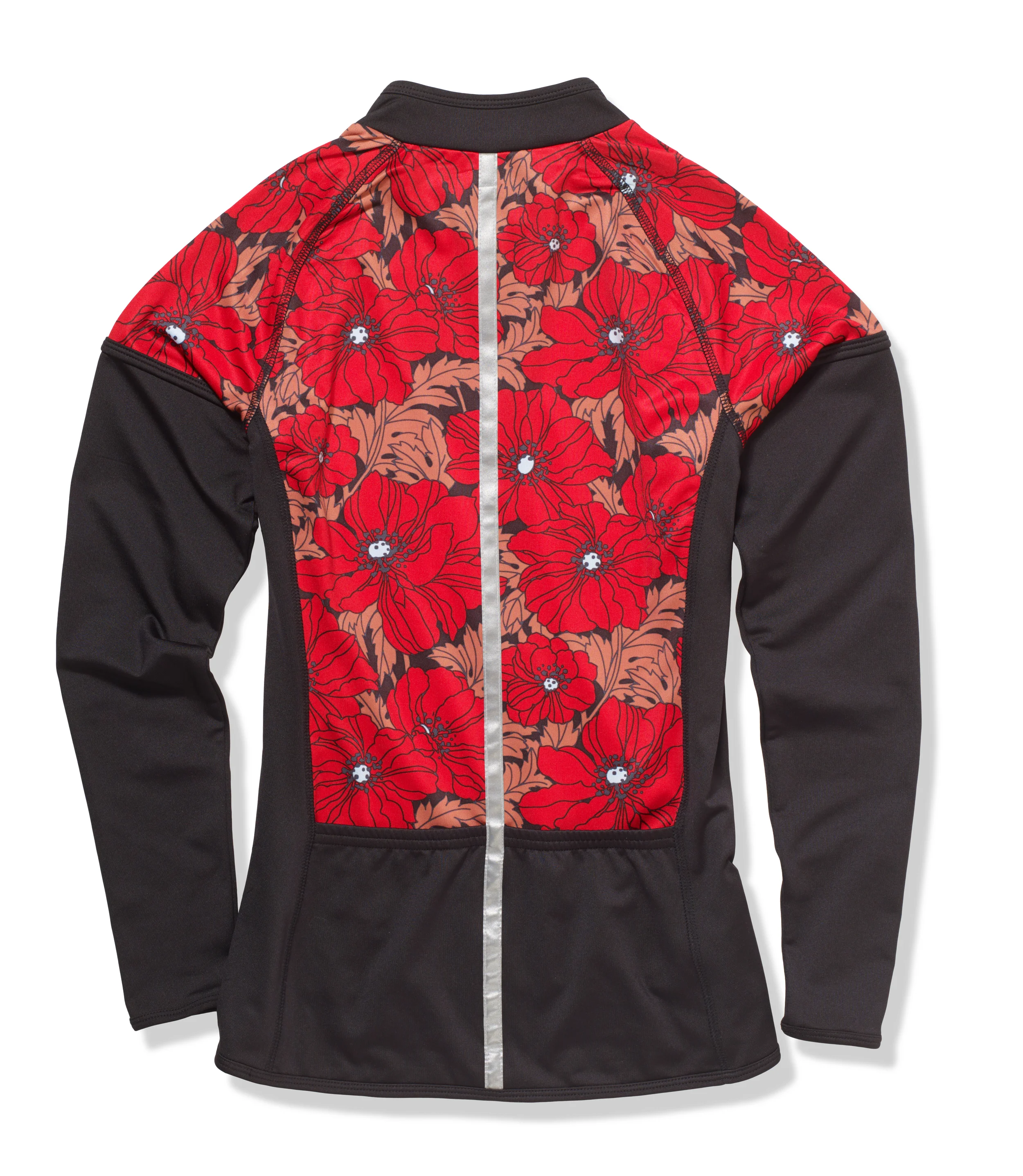 Queen of the Road Black Long Sleeve Womens Jersey, rear view with reflective trim