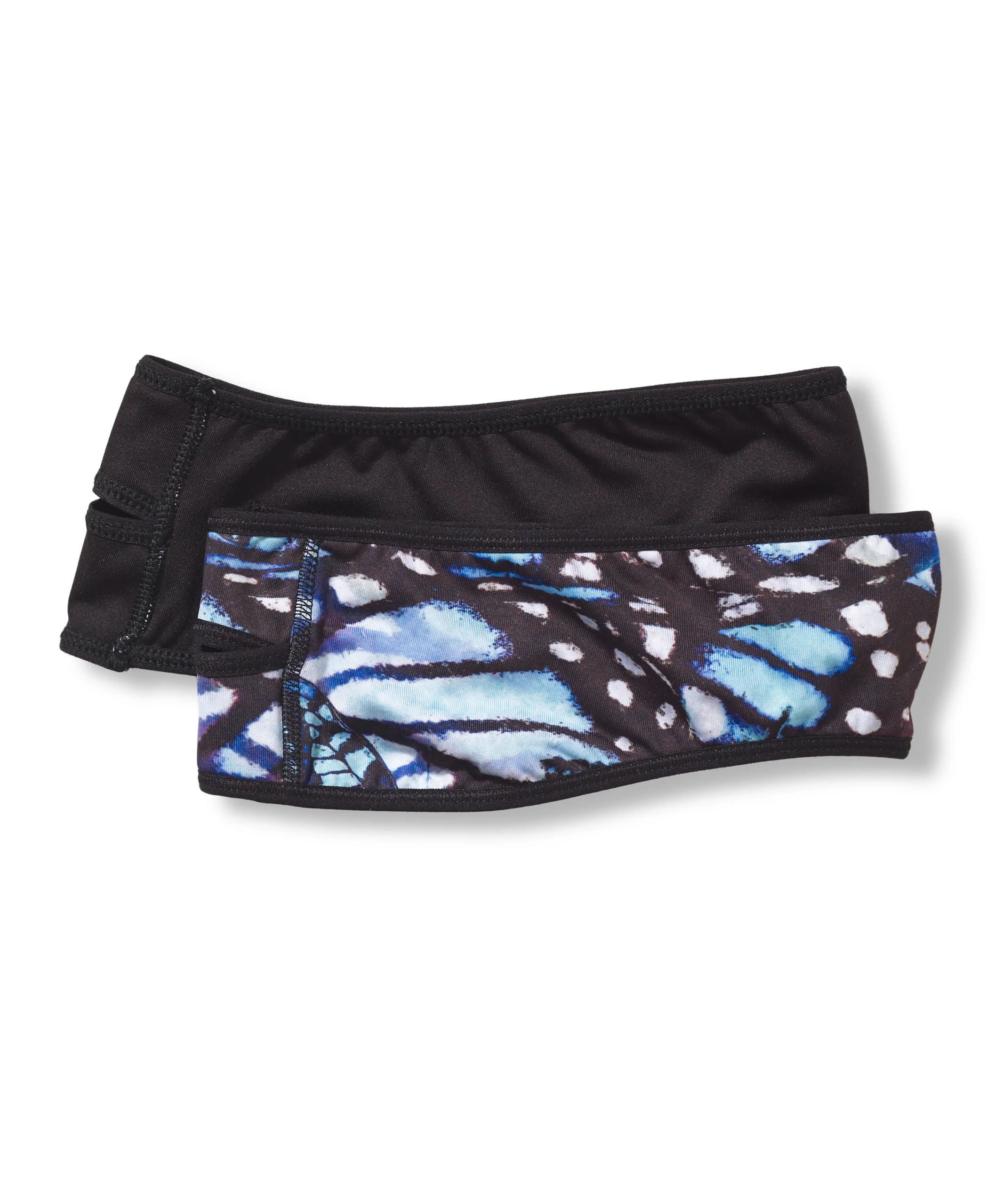 headband with blue butterfly wing pattern