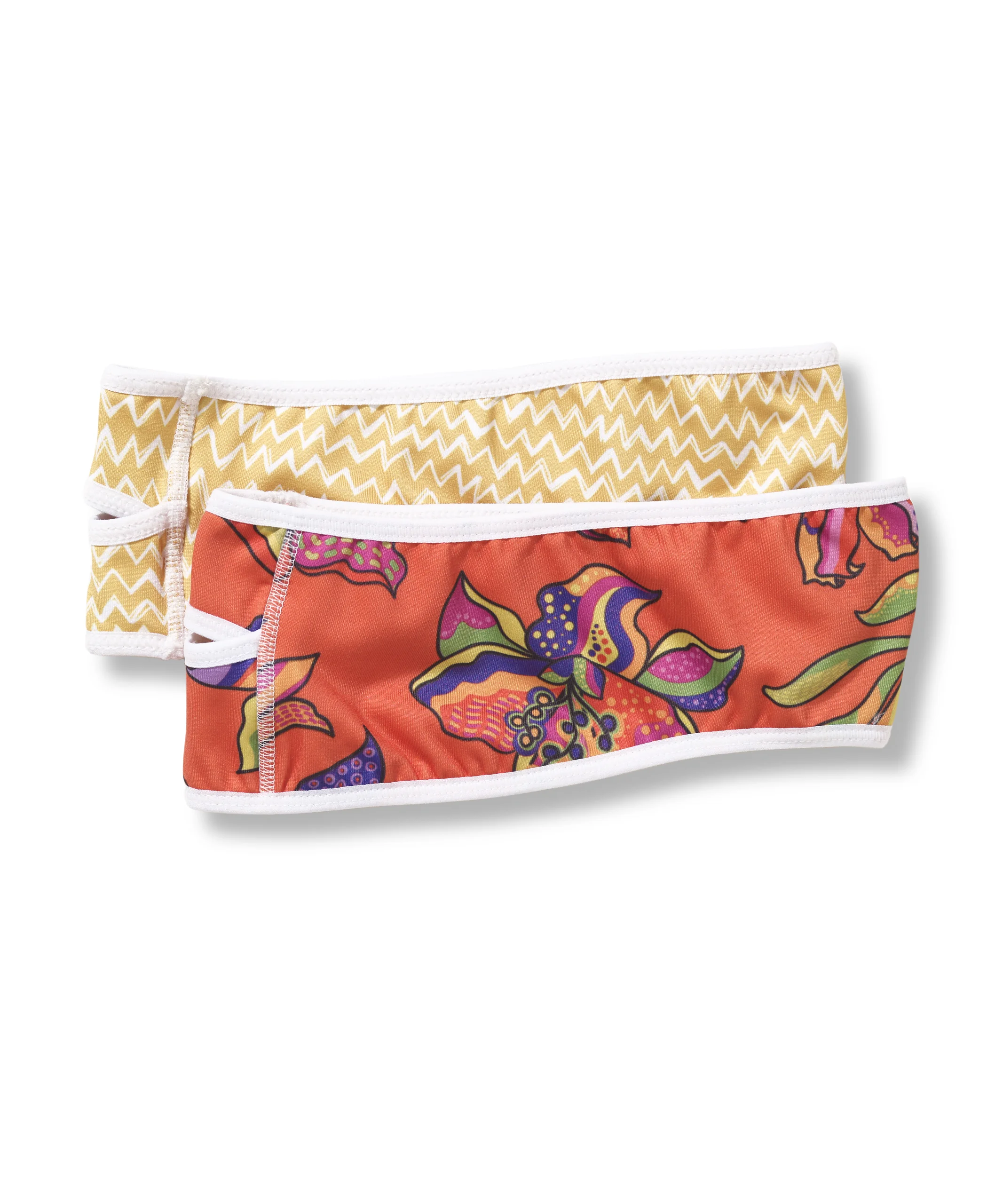 orange reversible headband with floral print