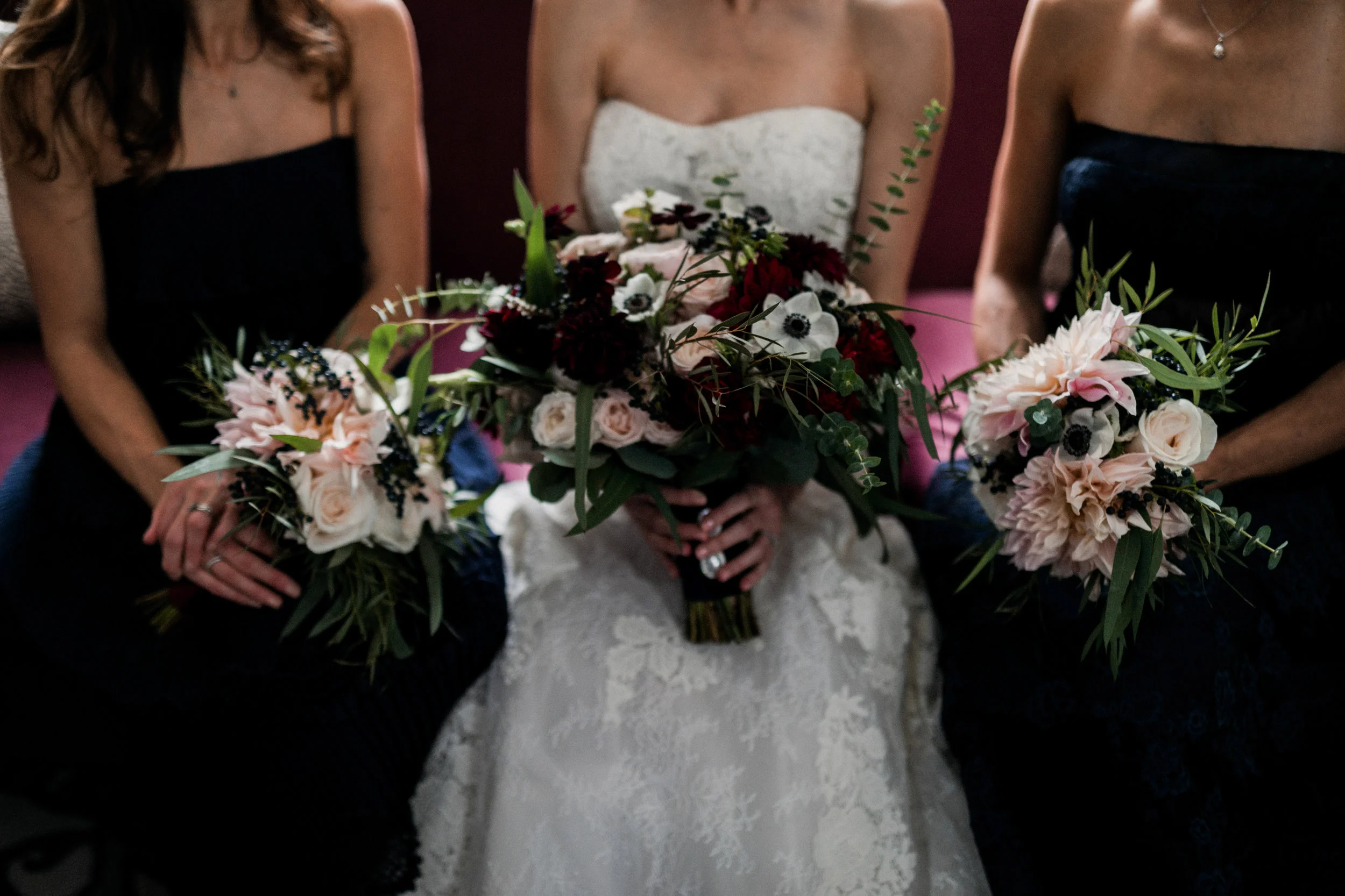 Dark & Moody Bridal Party Flowers
