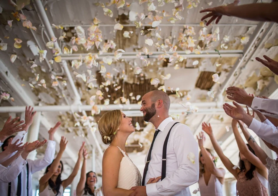 Throwing Petals to Close the Wedding Ceremony