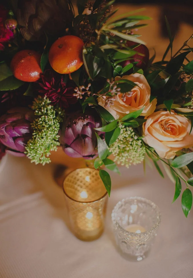 Floral Centrepiece with Fruits and Veggies