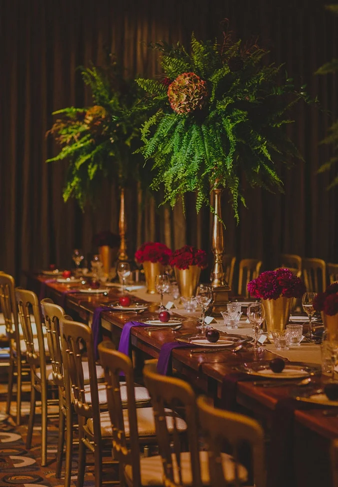 High and Low Centrepieces for Guest Tables