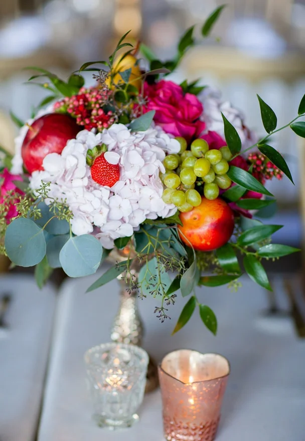 Fruits and Flowers Centrepieces for Wedding Reception