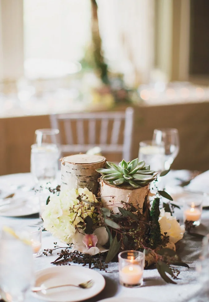 Log Trio Floral Centrepiece