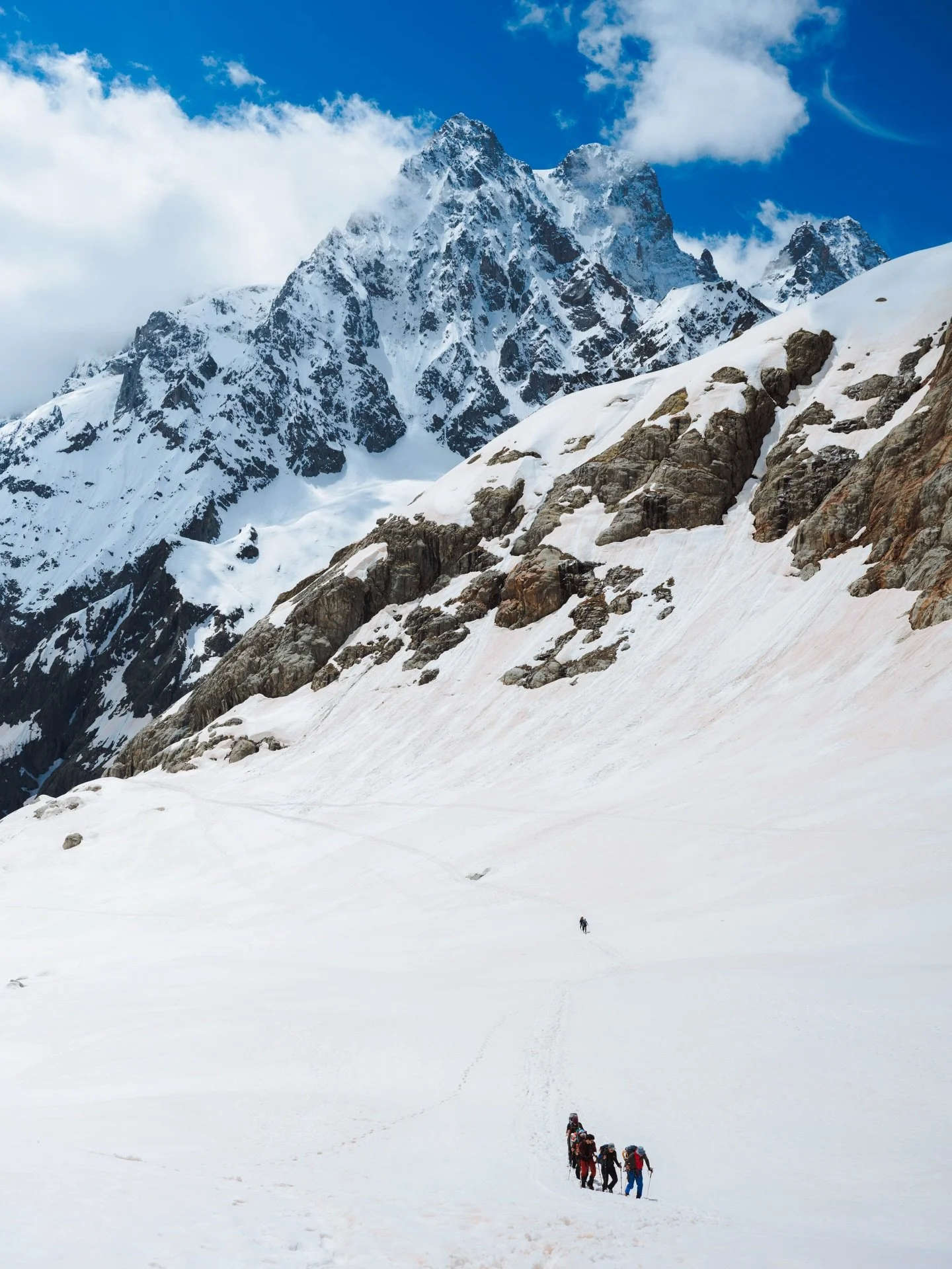 Glacier Blanc. 
Small figures, large ice. Scale is the subject.