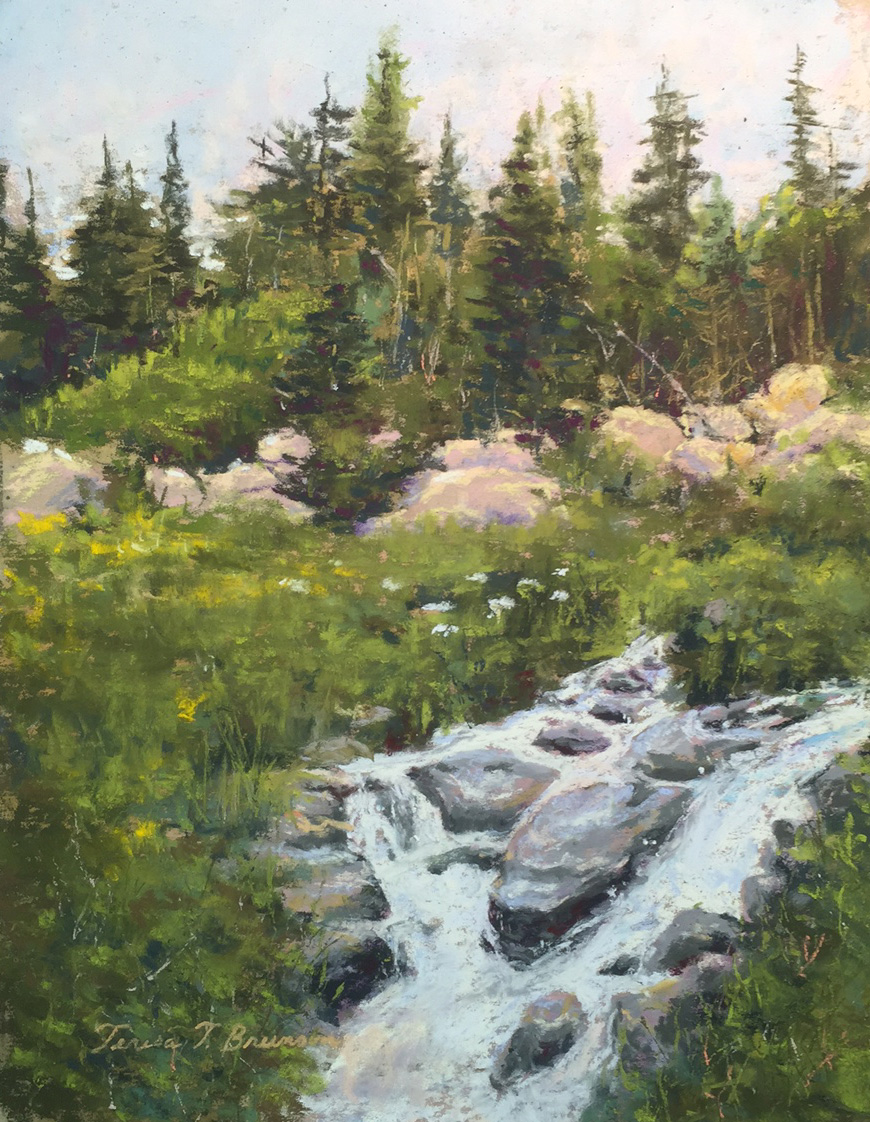 I painted this pastel painting because i wanted to share the calm peaceful feelings of hiking in the Rockies